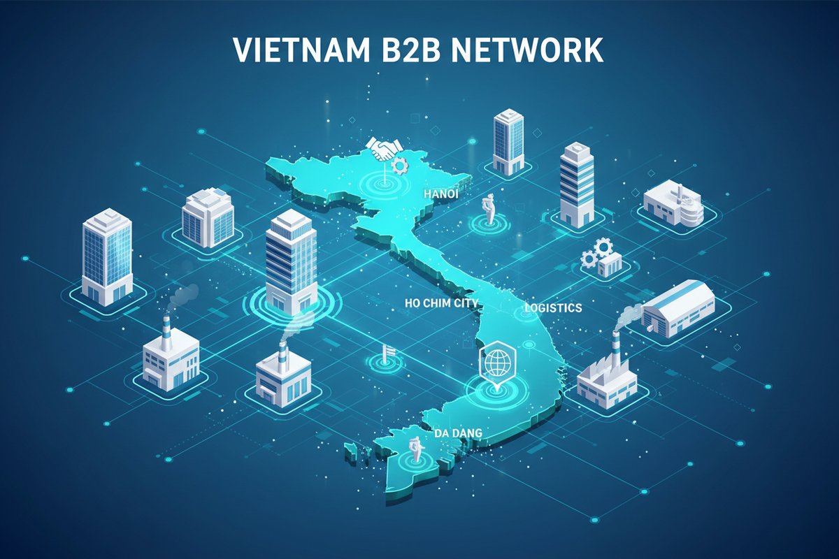 Ảnh thể hiện mạng lưới B2B trên Việt Nam.